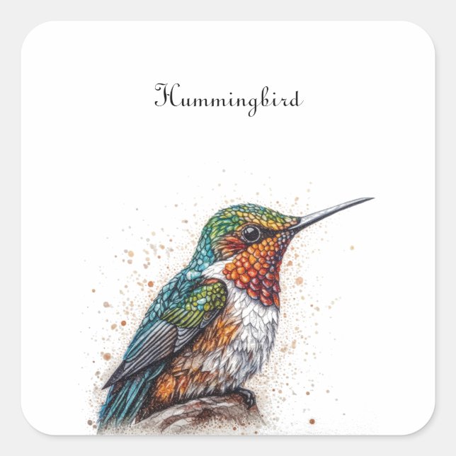 Jewelled Hummingbird Serenade, custom Square Sticker (Front)