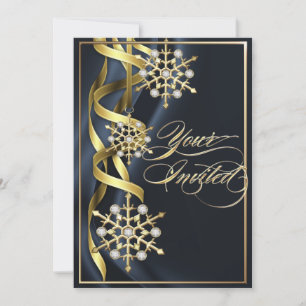 Jewelled Jazzy Snowflake Black Holiday Card