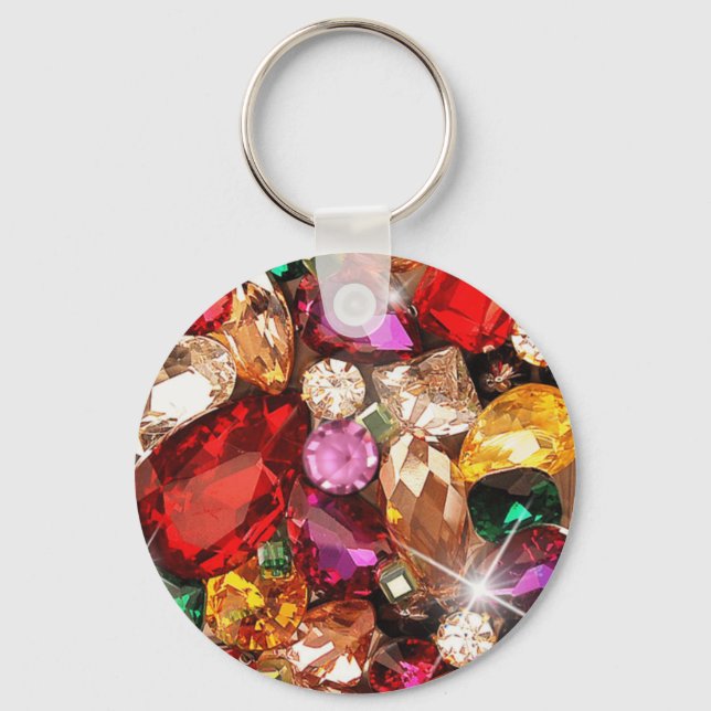 Jewelled Jewels Sparkle Gems Colour Key Ring (Front)