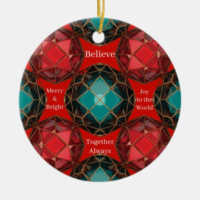 Jewelled Kaleidoscope Christmas Ceramic Tree Decoration (Front)