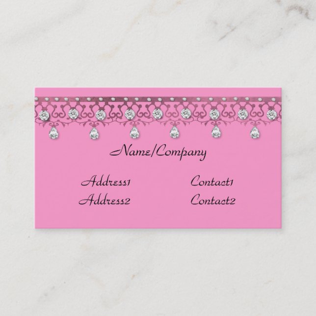 Jewelled Lace Pink Business Card (Front)