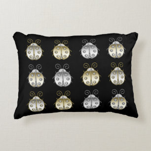 Jewelled Ladybugs Gold Silver Diamond Decorative Cushion