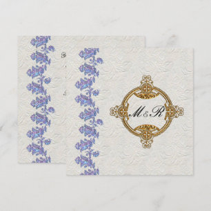 Jewelled Lavender Leaves Wedding Invitation