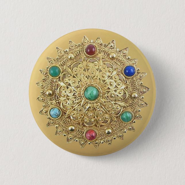 Jewelled Medallion 6 Cm Round Badge (Front)