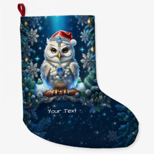 Jewelled Owl with Santa Hat Holiday Stocking
