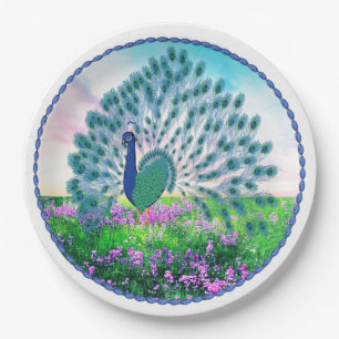 Jewelled Peacock Paper Plate