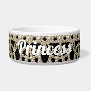 Jewelled Pearls Princess Custom Ceramic Pet Bowl