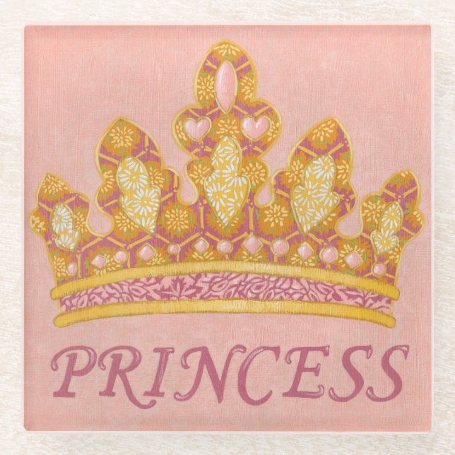 Jewelled Princess Crown by Chariklia Zaris Glass Coaster (Front)
