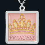 Jewelled Princess Crown by Chariklia Zaris Silver Plated Necklace<br><div class="desc">Know a princess in your life that deserves a crown? Then purchase this print from Chariklia Zarris. It features an enchanting jewelled crown with the word "Princess" underneath. A fantastic gift for the royalty in your life!</div>