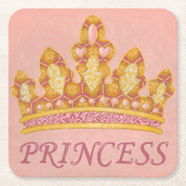 Jewelled Princess Crown by Chariklia Zaris Square Paper Coaster (Front)