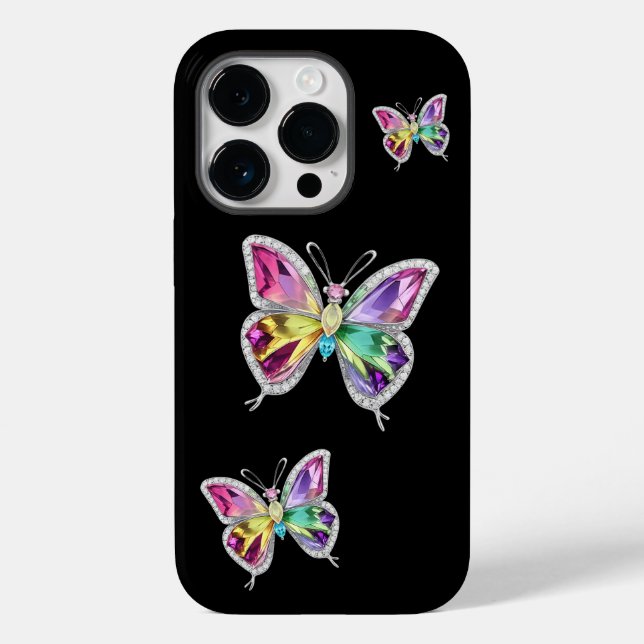 Jewelled Rainbow Crystal Butterflies Case-Mate iPhone Case (Back)