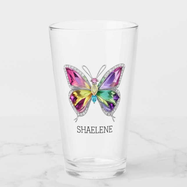 Jewelled Rainbow Crystal Butterfly Glass (Front)