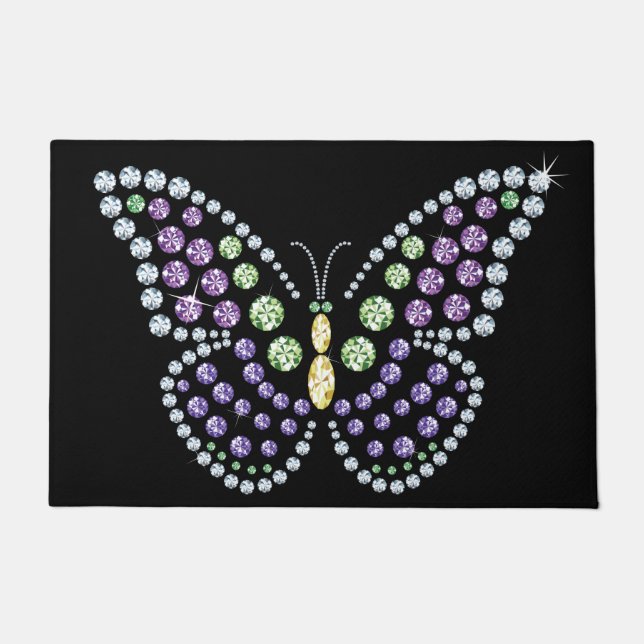 Jewelled Rhinestone Butterfly Rug (Front)