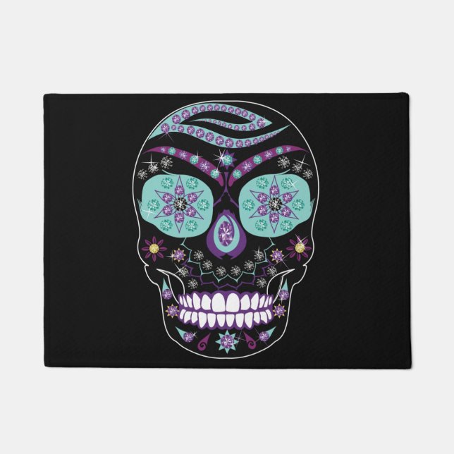 Jewelled Rhinestone Skull Rug (Front)