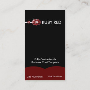 Jewelled Ruby Jewellery - Red Ruby Rhinestone Logo Business Card