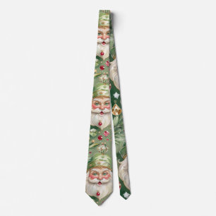 Jewelled Santa Watercolor Vintage Style Christmas Tie