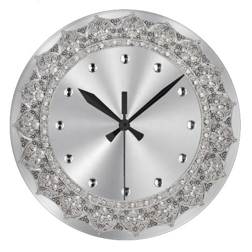 Image of Jewelled Silver Large Clock