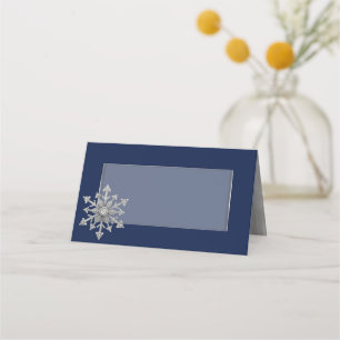 Jewelled Snowflake Wedding Folded Place Card