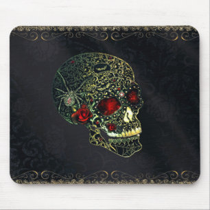 Jewelled Spider Skull & Roses Glam Gothic Filigree Mouse Mat