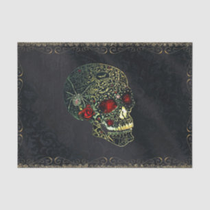 Jewelled Spider Skull & Roses Glam Gothic Party Tissue Paper