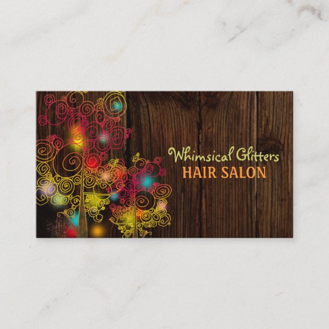 Jewelled Spiral Trees Hair Stylist Business Card (Front)