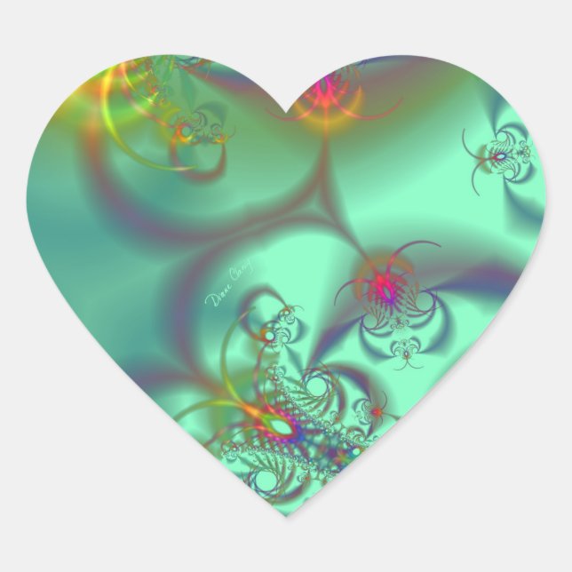 Jewelled Staircase - Abstract Emerald Kaleidoscope Heart Sticker (Front)