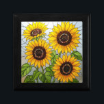 Jewelled Sunflowers Jewellery Gift Box<br><div class="desc">Elegant vibrant jewelled centre sunflowers pattern in a stained glass effect. Delicate and cheerful. Perfect for store jewellery and other treasures,  or give as a personal gift.</div>