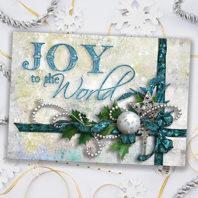 Jewelled Teal and Silver Holiday Card (Creator Uploaded)
