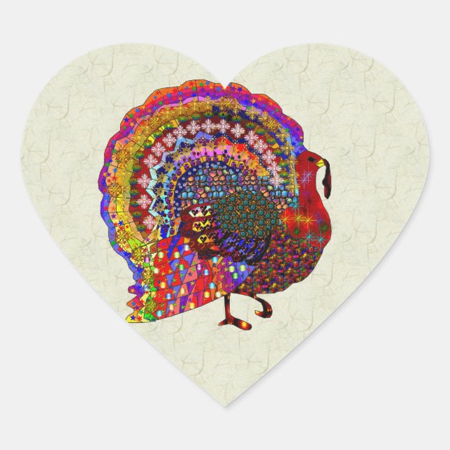 Jewelled Turkey Heart Sticker (Front)