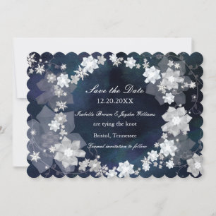 Jewelled Wreath Glam Winter Wedding Save the Date