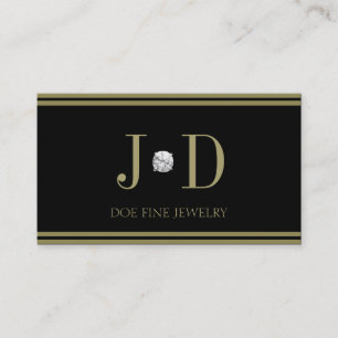 Jeweller Diamond Black/Gold Stripes Business Card