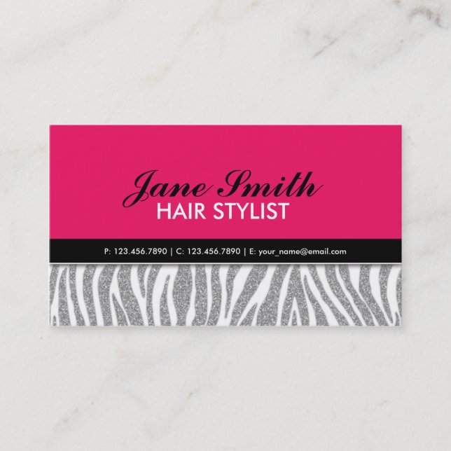 Jeweller Jewellery Zebra Print Diamond Sparkle Business Card (Front)