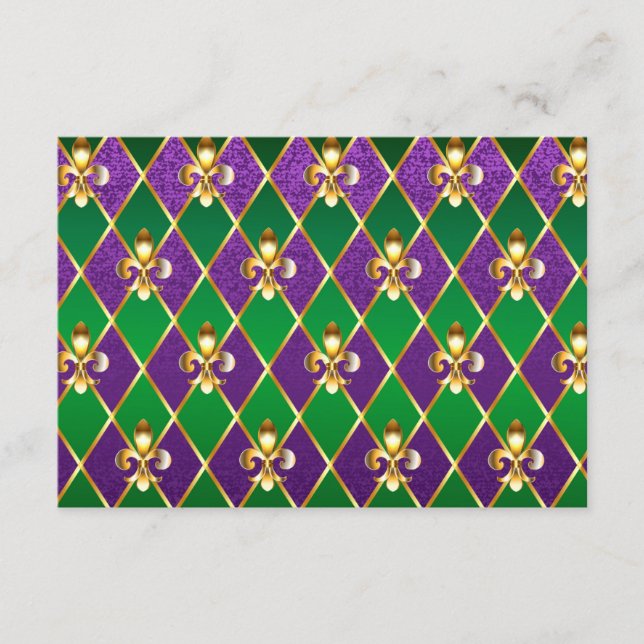 Jewellery Background Mardi Gras Advice Card (Front)