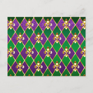 Jewellery Background Mardi Gras Announcement Postcard