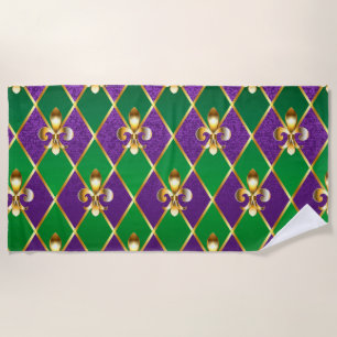 Jewellery Background Mardi Gras Beach Towel