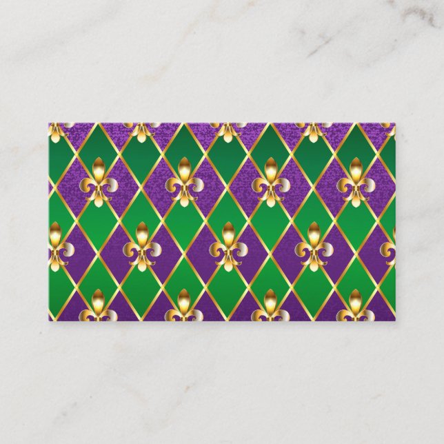 Jewellery Background Mardi Gras Calling Card (Front)