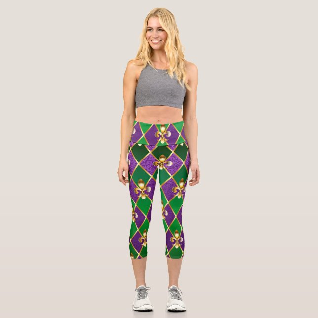 Jewellery Background Mardi Gras Capri Leggings (Front)
