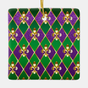 Jewellery Background Mardi Gras Ceramic Ornament