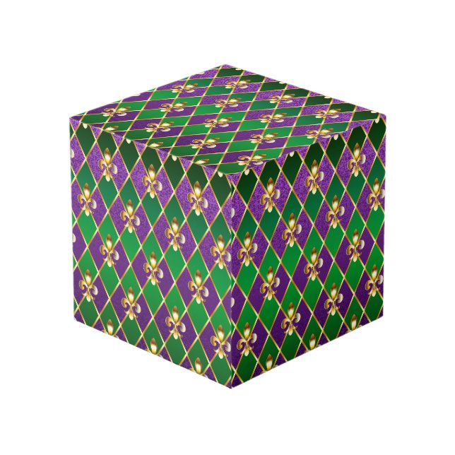 Jewellery Background Mardi Gras Cube (Front Angled)