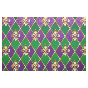 mardi gras fleur de lis - metallic fabric, gold fabric, mardi gras fabric -  metallic look Fabric bycharlottewinter