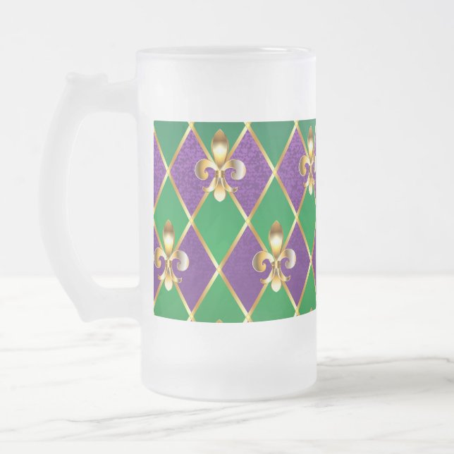 Jewellery Background Mardi Gras Frosted Glass Beer Mug (Left)