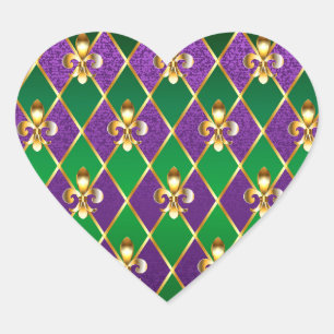 Jewellery Background Mardi Gras Heart Sticker