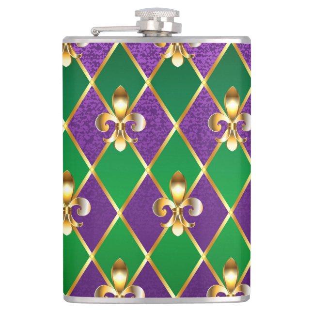 Jewellery Background Mardi Gras Hip Flask (Front)