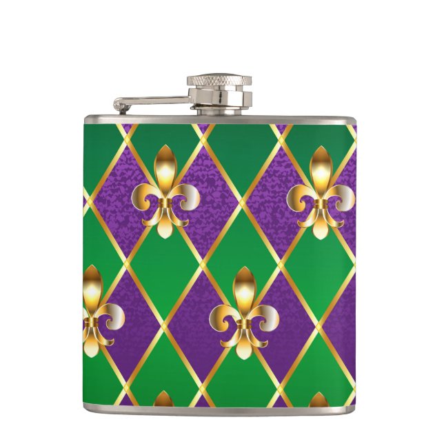 Jewellery Background Mardi Gras Hip Flask (Front)