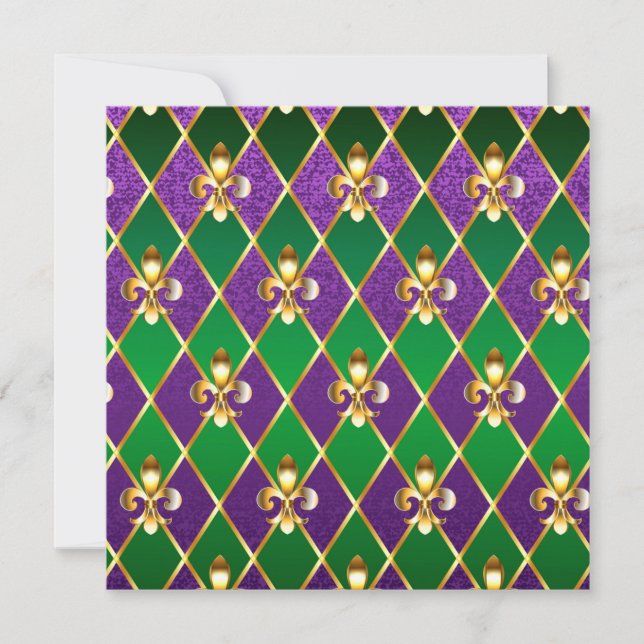 Jewellery Background Mardi Gras Holiday Card (Front)