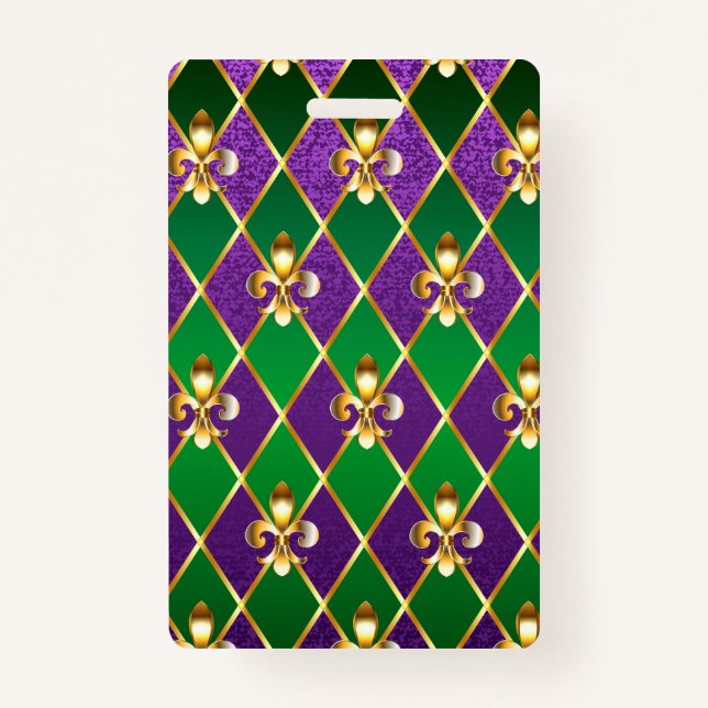 Jewellery Background Mardi Gras ID Badge (Front)