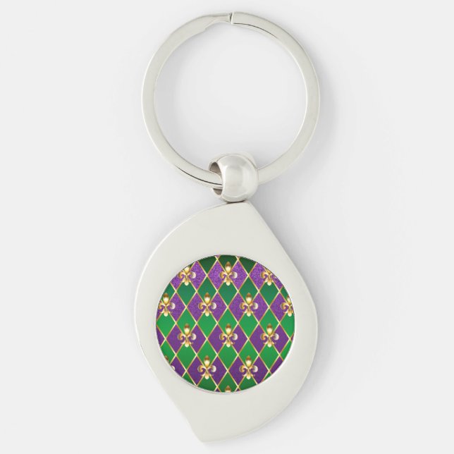 Jewellery Background Mardi Gras Key Ring (Front)