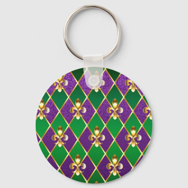 Jewellery Background Mardi Gras Key Ring (Front)