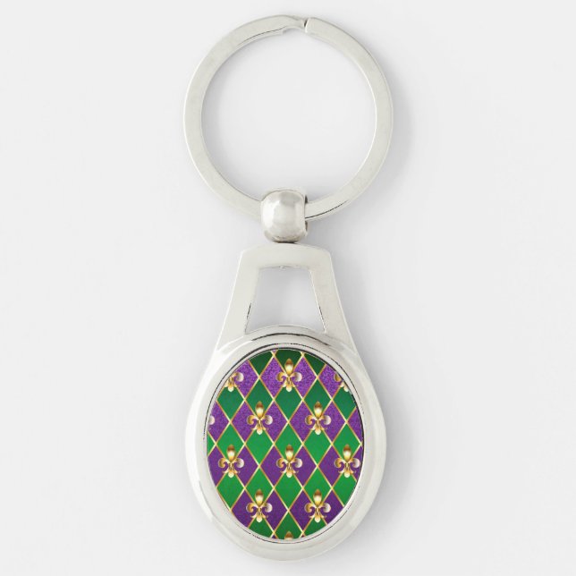 Jewellery Background Mardi Gras Key Ring (Front)