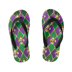 Jewellery Background Mardi Gras Kid's Flip Flops
